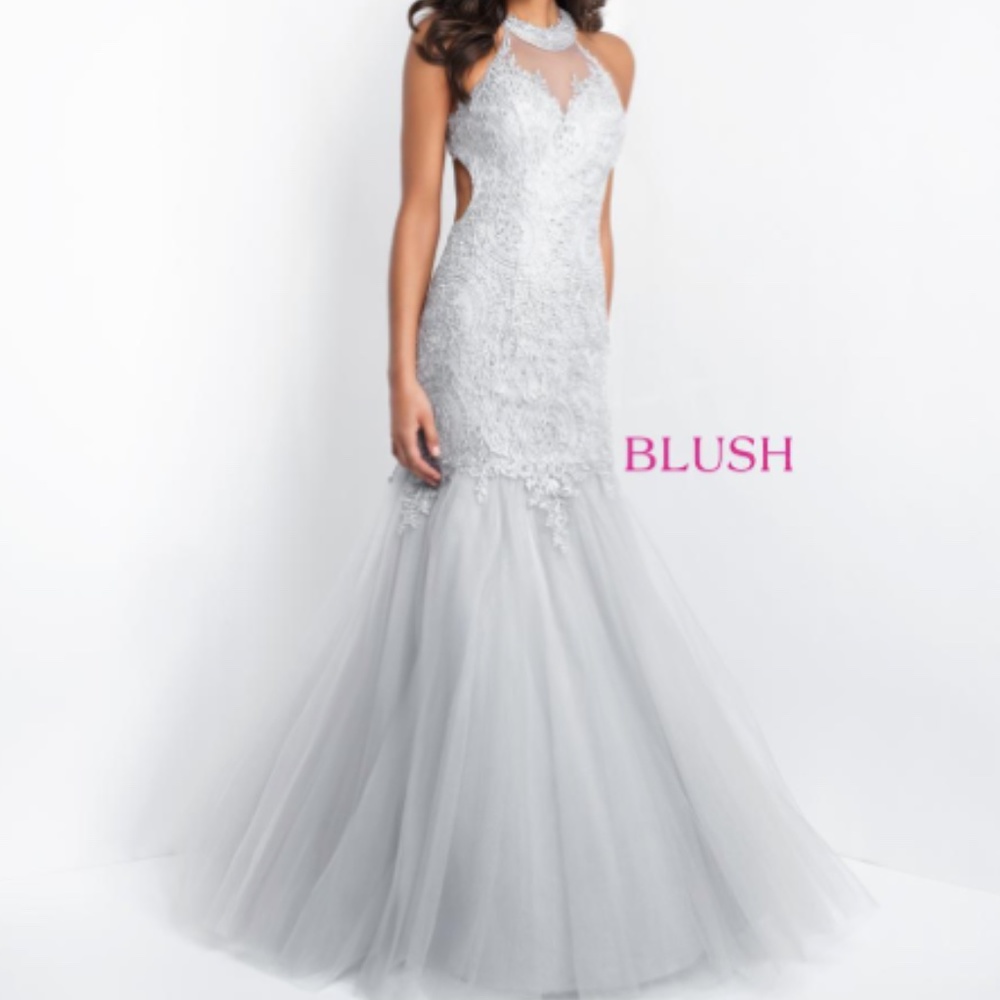 Silver Tulle Lace Dress by Blush by Alexi